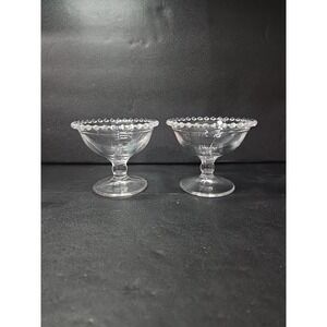 Imperial Glass Candlewick Sherbet Glasses, Vintage Clear Compote Dishes Set of 2